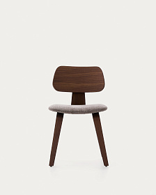 Стул Gena из бежевого шенилла с каркасом из шпона ореха и каучукового дерева