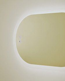 Овальное зеркало для ванной Mervi со LED подсветкой и защитой от запотевания 80 x 50 см