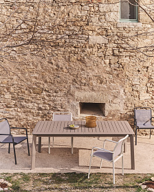 Раздвижной уличный стол Brela из алюминия цвета taupe 205(287) x 100 см