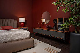 Тумба под TV Altea шпон ореха F, темно-серый матовый лак, латунь