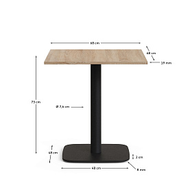 Dina Стол из меламина с ореховой отделкой и металлической черной ножкой 70 x 70 x 70 см