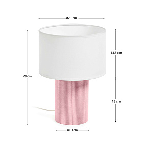 Настольная лампа Bianella из хлопка и розового вельвета