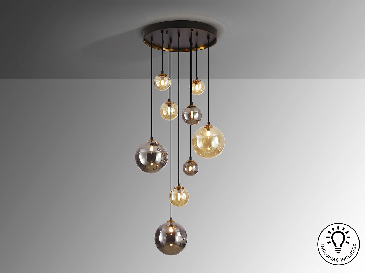 Люстра Dark 9L черная-латунь