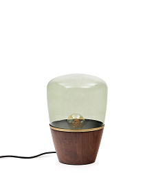 Настольная лампа Silex из орехового шпона и зеленого стекла