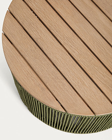 Уличчный столик Dandara из стали, зеленой веревки и массива акации Ø60 см