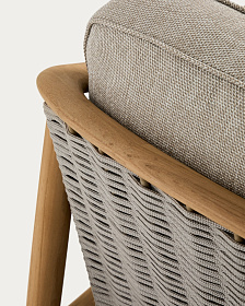 Уличный 3-х местный диван Elunda из тикового дерева и бежевой веревки