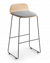 Барный стул Bisell 77 см на металлических ножках с деревянной спинкой и мягким сиденьем