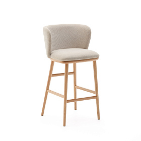 Ciselia Полубарный стул из бежевого шенилла и ясеня в натуральной отделке