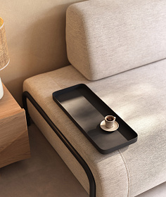 Диван 3-х местный Compo c маленьким подносом бежево-серый 