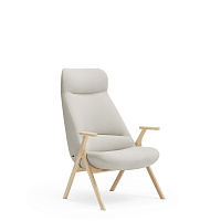 Кресло высокое Dins кремовое с каркасом из натурального бука
