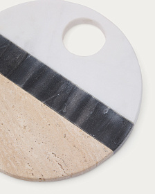 Круглая сервировочная доска Nivol из черно-белого мрамора и травертина