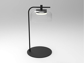 Настольная лампа Ipon черный металл, дымчато-синий плафон