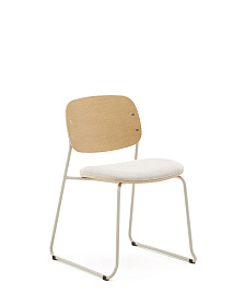 Стул Meli с сиденьем из бежевого шенилла и бежевыми металлическими ножками