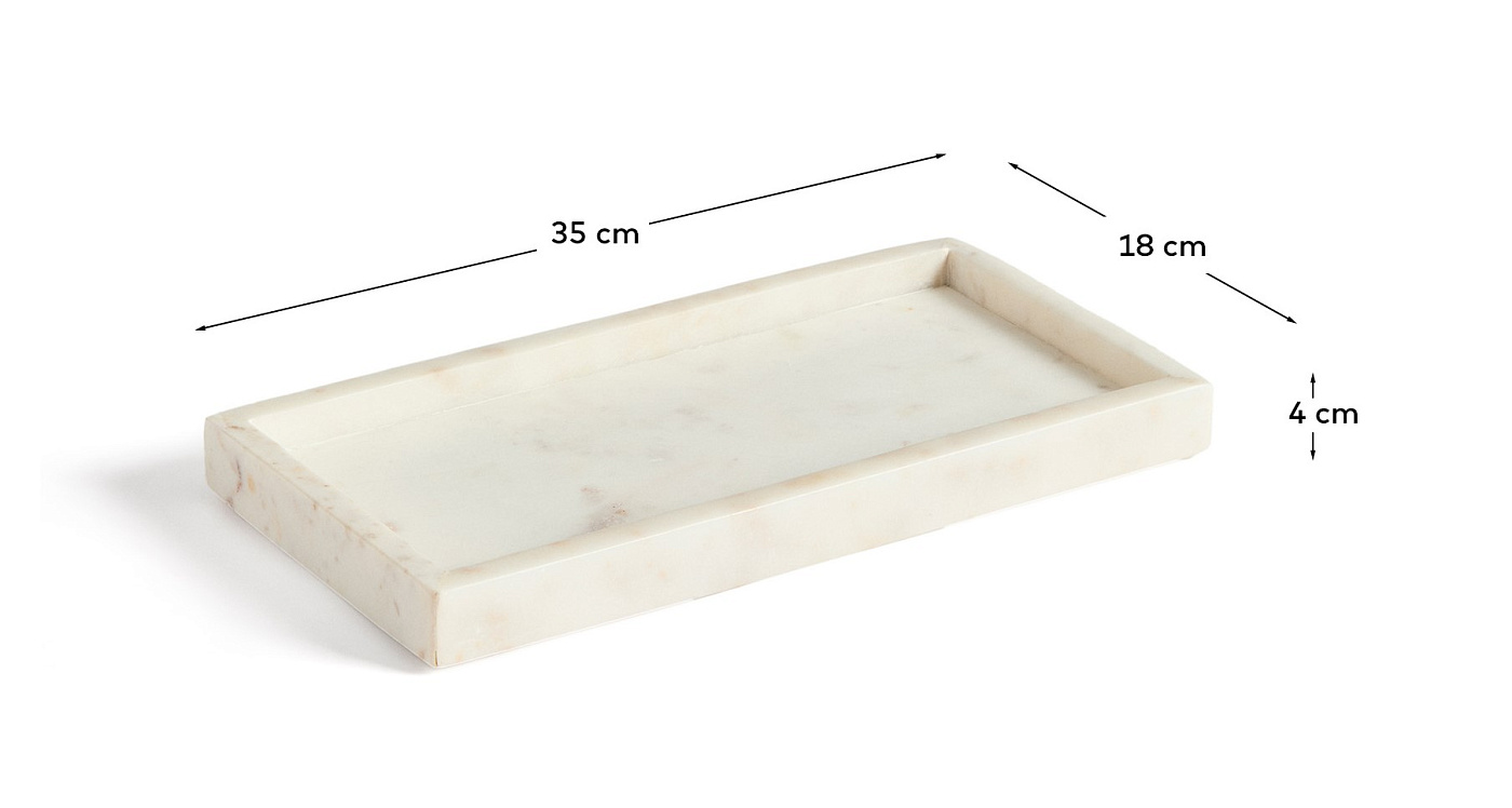 Поднос Serela из белого мрамора 35 x 18 см