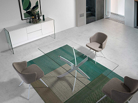 Прямоугольный обеденный стол из закаленного стекла и белой стали 1138-180x95