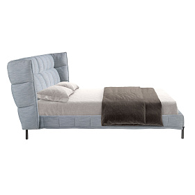 Кровать 7211 из ткани светло-голубовато-серого цвета 