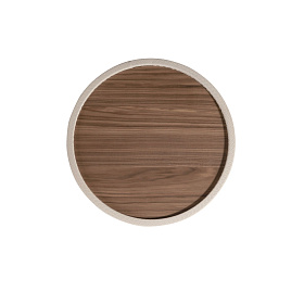 Приставной столик 2165 из орехового дерева и песочной экокожи