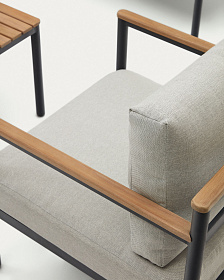 Aiguafreda Набор из 2-местного дивана, 2 кресел и журнального столика из серого алюминия и акации