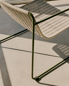 Кресло Maurina из оцинкованной стали зеленого цвета и серой веревки