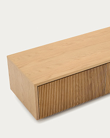 Тумба под телевизор Helvine с 4 ящиками из дубового шпона и закаленного стекла, 200 x 40