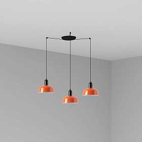 Подвесной светильник TATAWIN с абажуром красно-оранжевый металл 3xE27