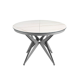 Круглый раздвижной обеденный стол 1119/MC22018DT из мраморной керамики и стали