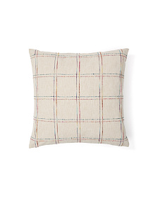 Nety Бежевый чехол для подушки с разноцветной клетчатой вышивкой 45 x 45 см