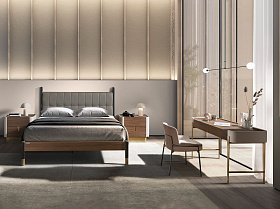 Кровать 7169 из темно-серой экокожи для матраса 150×200