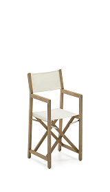 Складной стул Vilara для улицы из акации и текстиля белого цвета