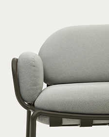 Уличный диван Joncols из серой ткани и зеленым алюминиевым каркасом 164 см