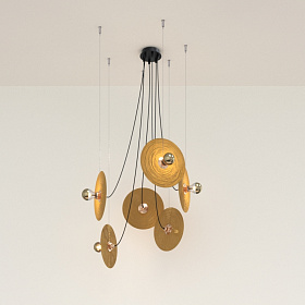 Люстра Fest 6L с янтарными стеклянными дисками 1223