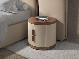 Прикроватная тумбочка 7219 из экокожи и ореха