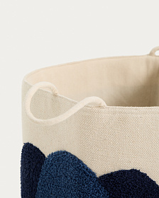 Корзина из хлопка Tandani бежевого цвета с синим слоном 50 см