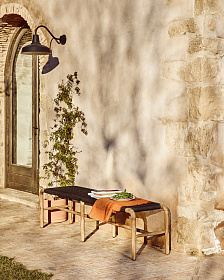 Скамейка Alipa из массива акации и веревки темно-серого цвета