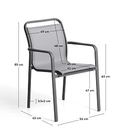 Уличный стул Luri из графитового алюминия и серого текстиля