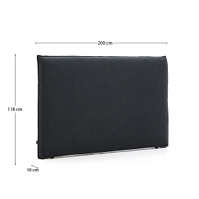 Изголовье кровати Jaira из льна и хлопка антрацитового цвета со съемным чехлом для кровати 180 см