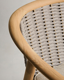 Уличный стул Elunda из тикового дерева и бежевой веревки