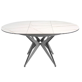 Круглый раздвижной обеденный стол 1119/MC22018DT из мраморной керамики и стали