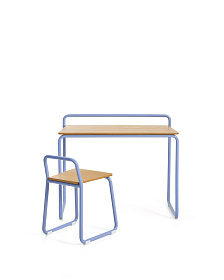 Tinn Стул из ясеневого шпона с синей металлической конструкцией