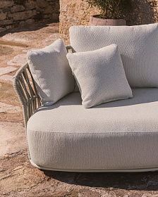 Двухместный модуль уличного дивана Osani из алюминия экрю и веревки цвета таупе 170 см