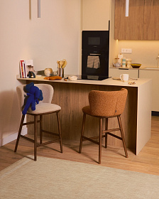 Жаккардовый шерстяной ковер Dalena в бежевую полоску 230 x 160 см