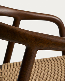 Уличный стул Derile из массива дуба в отделке орех и бежевой веревки