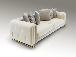 Трехместный диван Viena бело-золотой