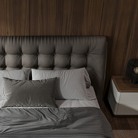 Кровать Altea экокожа PU162, черный матовый лак, латунь