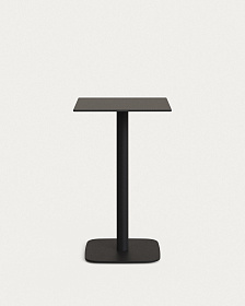 Высокий садовый столик Dina черный на черном металлическом основании 60 x 60 x 96 см