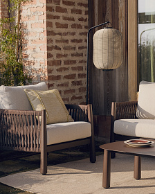 Портативная настольная лампа Saranella из светло-серого искусственного ротанга