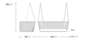 Веревочные 2-х местные качели Bitta 2 rope x 3,25 m + 4 Fixtures KS7000900
