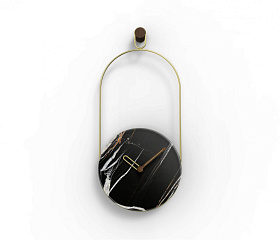 Часы Eslabon мрамор Sahara Noir - латунный металл