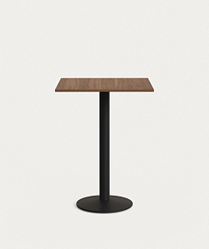 Высокий садовый столик Esilda ореховый на черном металлическом основании 60 x 60 x 96 см