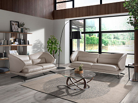 Диван 2-х местный 6145/KF2157-2P-M5652 кожаный с декоративными подушками